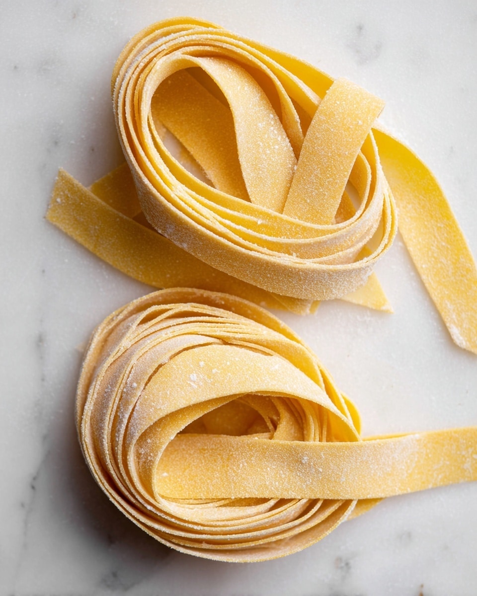 A close-up image shows two woman's hands gently holding a long, thin sheet of smooth, pale yellow pasta dough. The dough is soft and slightly translucent with a silky texture, folded carefully in the woman's hands. The background features a wooden cutting board with rich brown tones and natural wood grain patterns, placed on a white marbled surface. The woman's nails are painted in a blue pattern, adding a pop of color to the scene. photo taken with an iphone --ar 4:5 --v 7