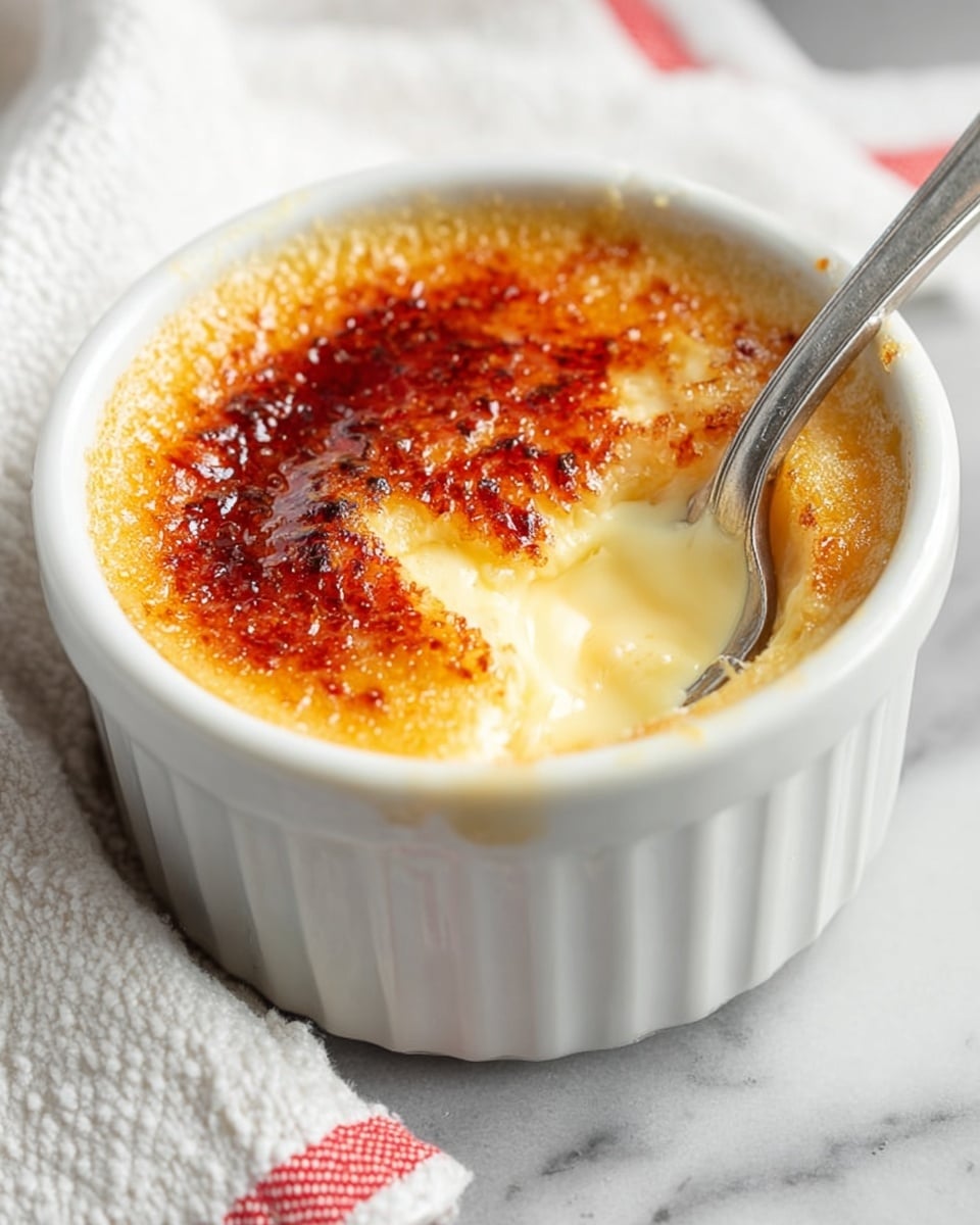 Six white ramekins are placed on a white marbled surface, each filled with a creamy custard base that has a smooth yellow color. Three ramekins in the front row and three in the back row show the custard in different stages: some have a plain creamy top, while others have a golden brown burnt sugar crust on top. Above one ramekin in the back row, a woman's hand is sprinkling granulated sugar from above, capturing the falling sugar crystals in motion. The image has soft natural lighting that highlights the creamy texture and the glossy caramelized topping, photo taken with an iphone --ar 4:5 --v 7