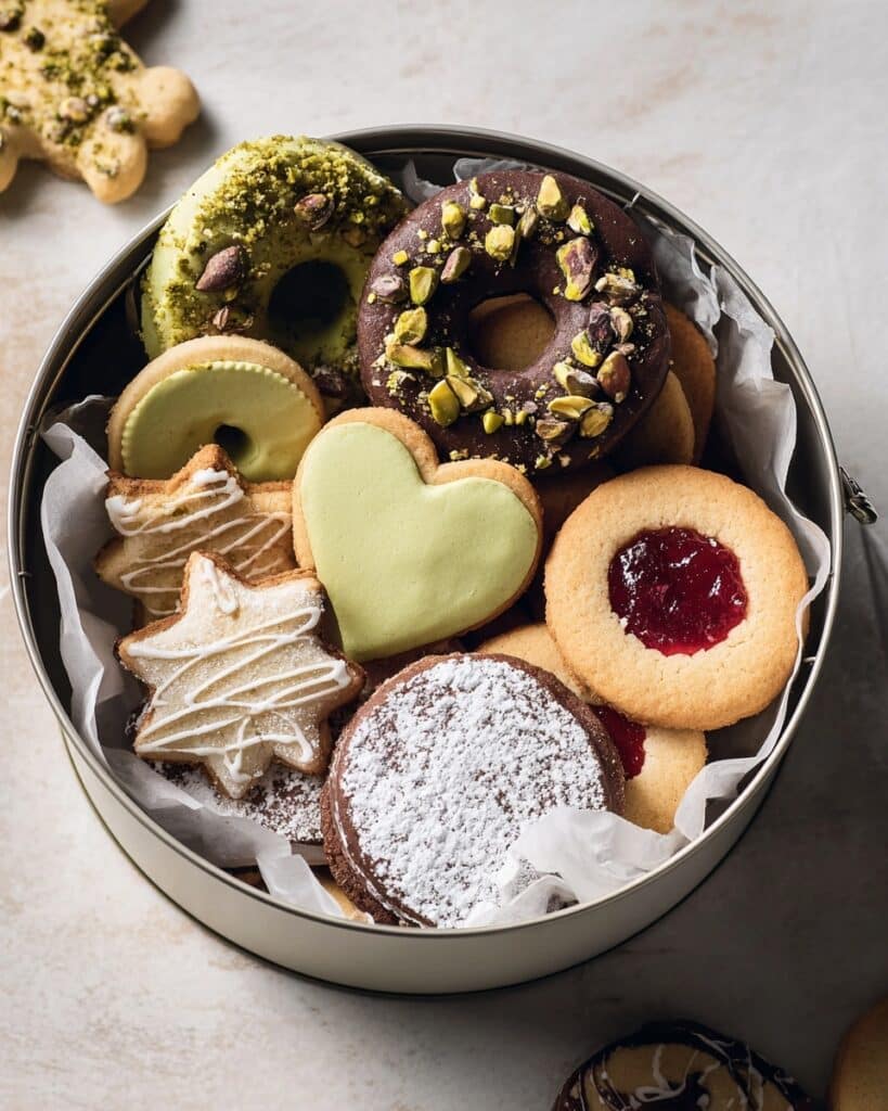 Butter Cookie Box with Matcha, Cocoa, and Decorative Chocolate Drizzles Recipe