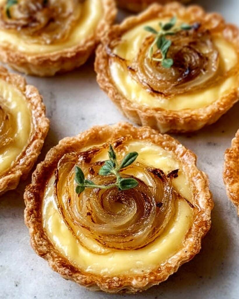 Golden Caramelized Onion & Trio-Cheese Savory Tarts Recipe