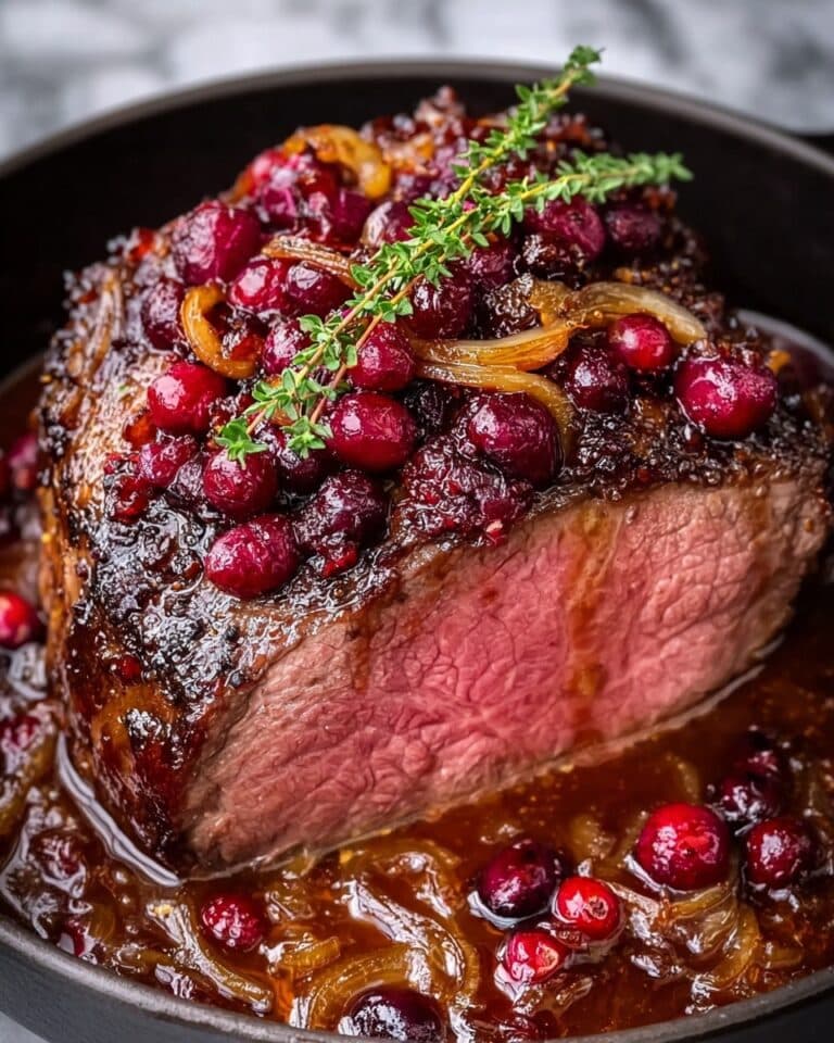 Ribeye Roast with Cranberry Balsamic Glaze Recipe