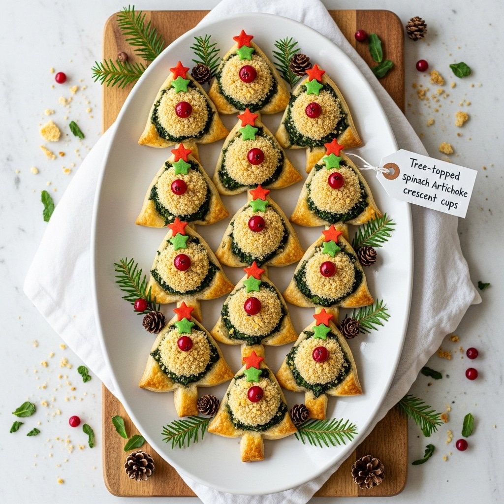 Tree-Topped Spinach Artichoke Crescent Cups Recipe