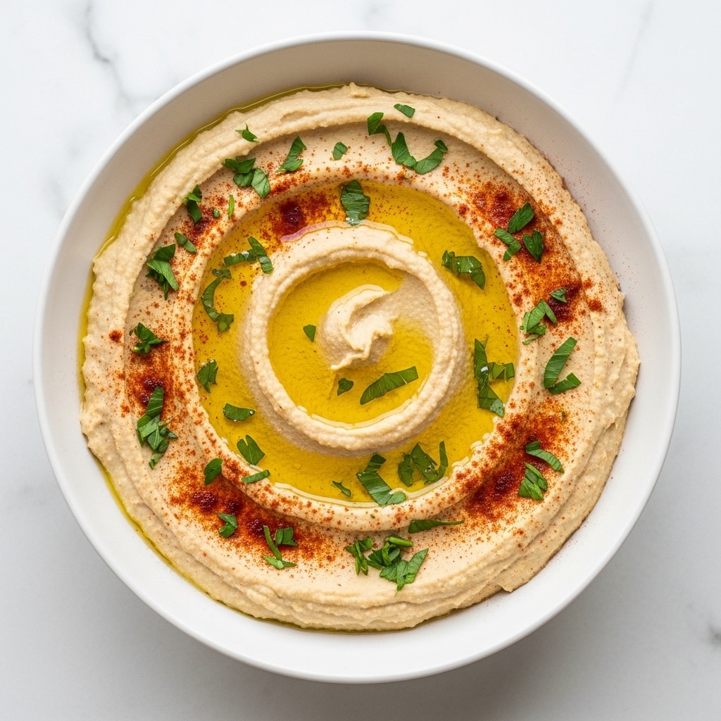 Creamy Homemade Hummus with Paprika and Parsley Recipe