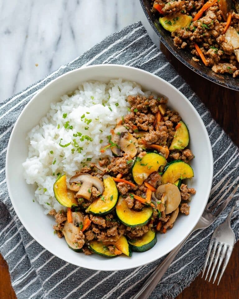 Ground Beef Stir Fry with Zucchini, Mushrooms, and Maple-Soy Sauce Recipe