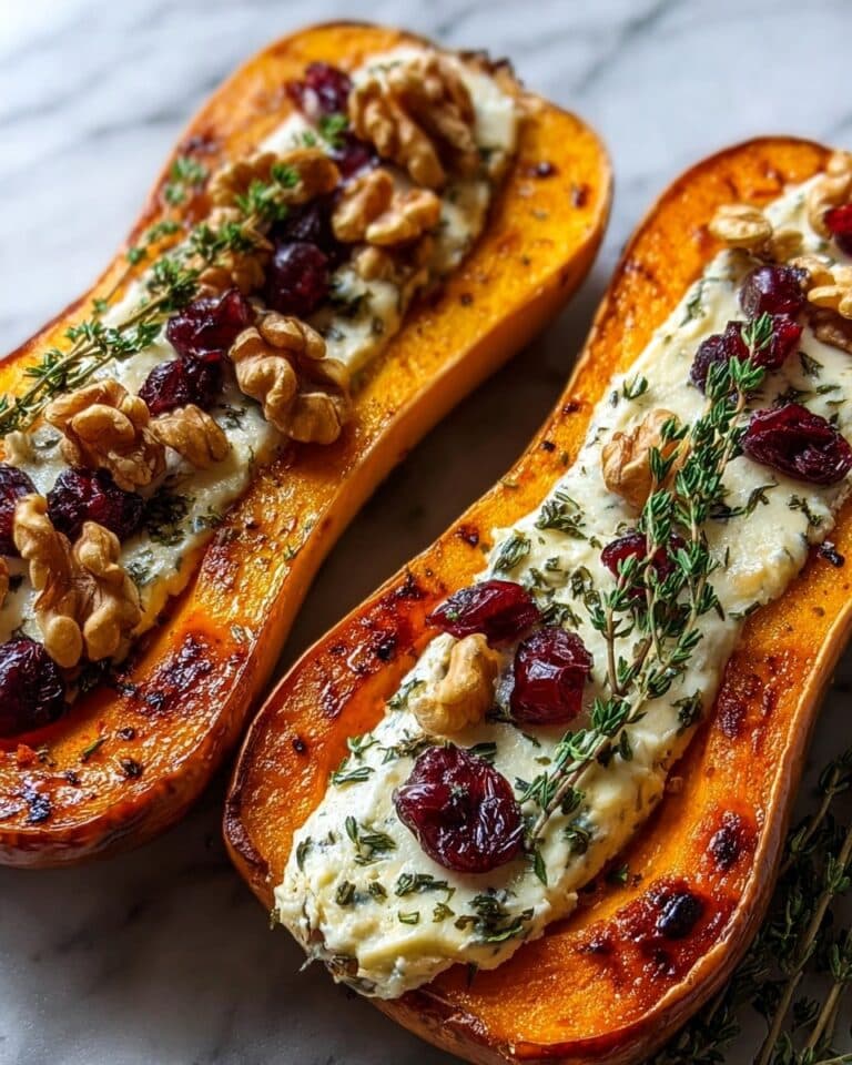 Ricotta Cranberry Stuffed Butternut Squash Recipe