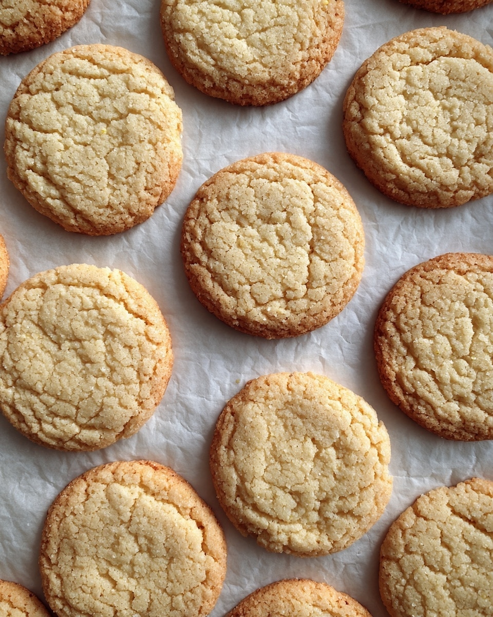 The image shows six round, soft-textured cookies with a pale golden color and a slightly cracked surface, arranged on a white marbled surface. One cookie is broken in half, revealing a tender, crumbly inside with a light yellow hue. The cookies have a homemade, uneven shape and appear thin and chewy. There are small cookie crumbs scattered lightly around the broken pieces. Photo taken with an iphone --ar 4:5 --v 7