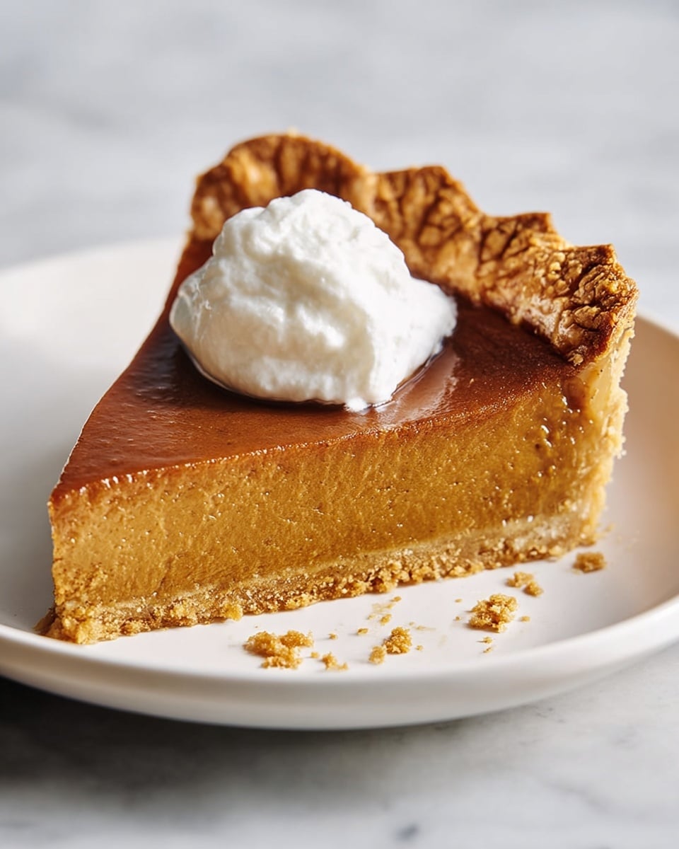 A round pumpkin pie with a braided golden crust sits on a white marbled surface, its smooth orange-brown filling perfectly even and glossy. The pie is sliced into triangular pieces, with one slice being lifted by a shiny silver pie server, showing a firm filling and thick crust. Nearby, a white plate holds three yellow candles with some melted wax spilling over, and a tall glass filled with a clear beverage stands in the background. There's a white cloth casually placed beside the pie. photo taken with an iphone --ar 4:5 --v 7