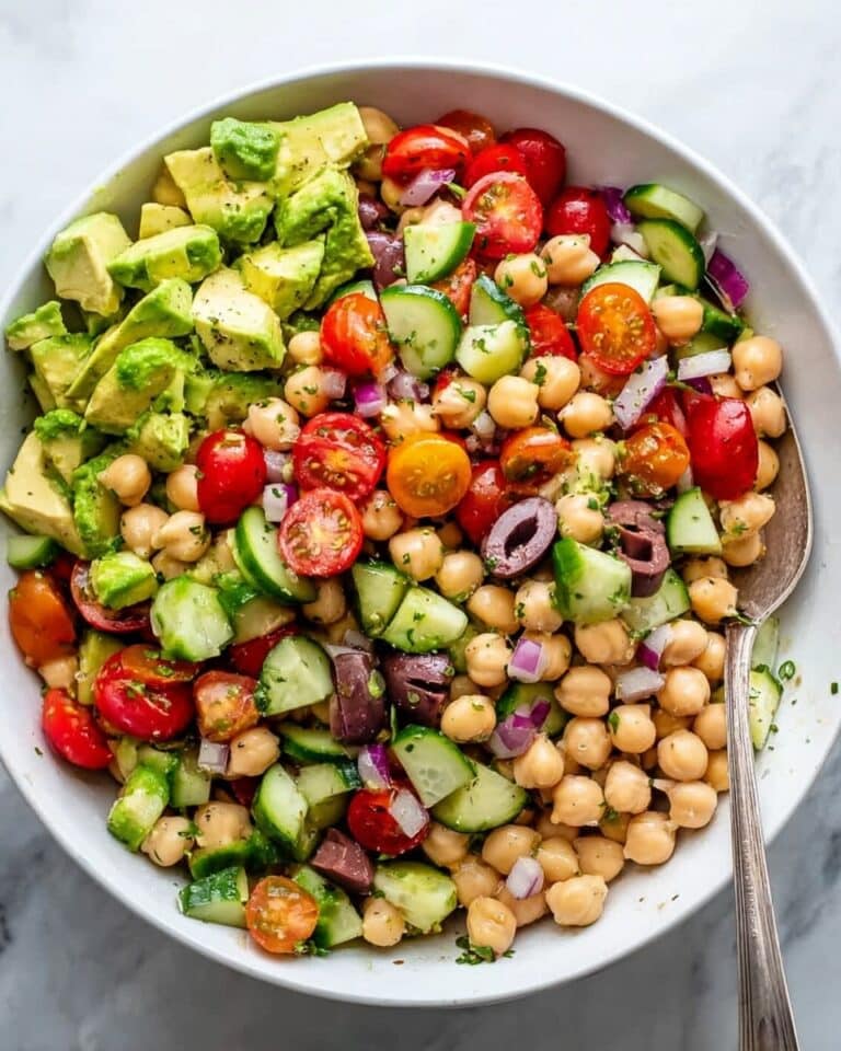 Chickpea Salad with Cucumber, Tomato, Avocado, and Lemon Dressing Recipe