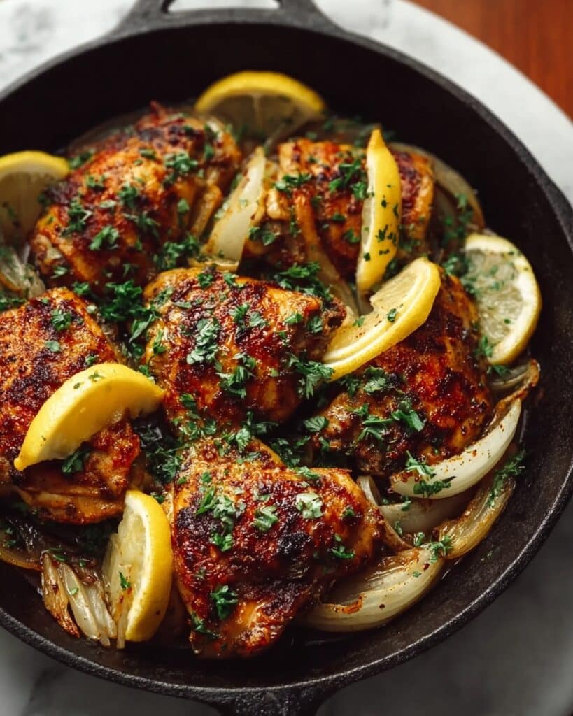 Lebanese Roasted Chicken Thighs with Lemon and Spices Recipe