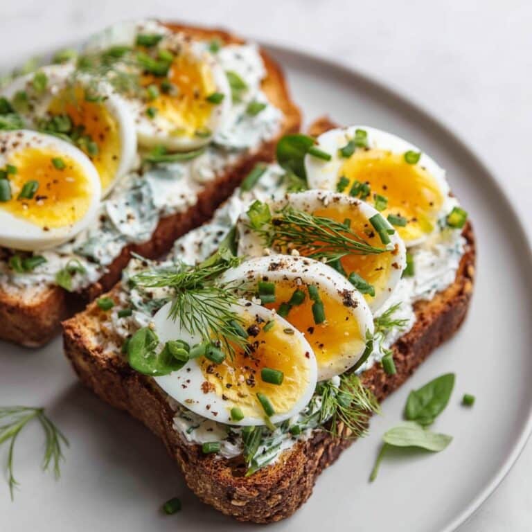 Smashed Egg Toasts with Herby Lemon Yogurt Recipe