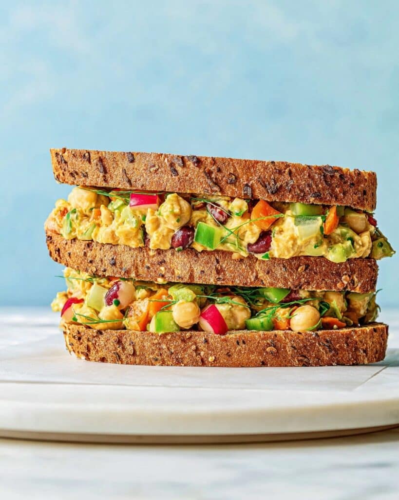 Chickpea Salad Sandwich with Fresh Veggies and Herbs Recipe
