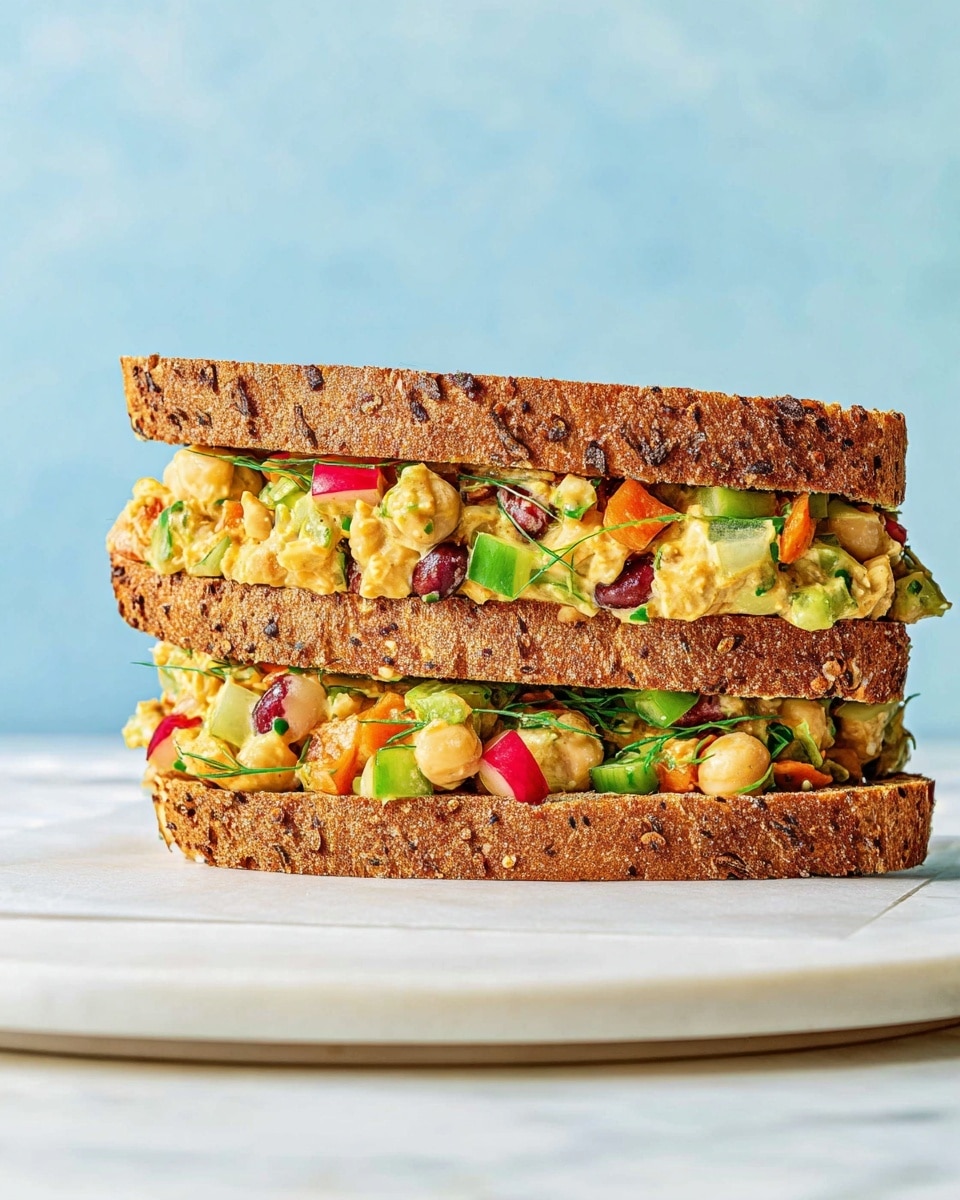 Chickpea Salad Sandwich with Fresh Veggies and Herbs Recipe