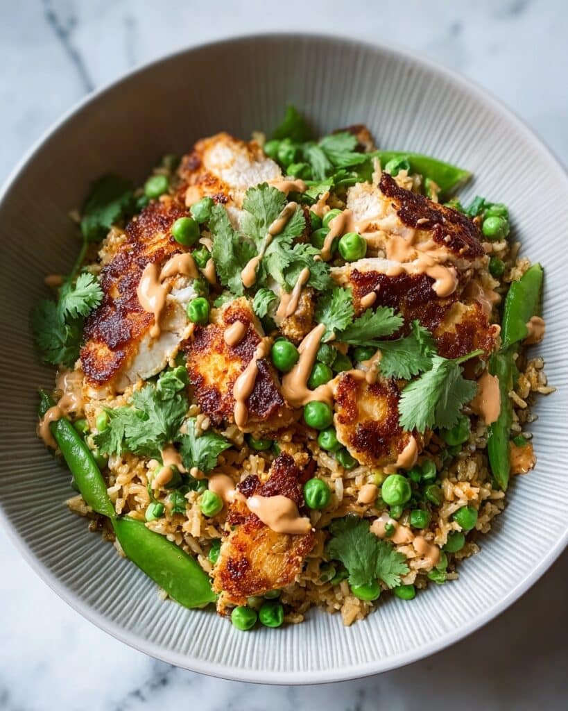 Chicken Crispy Rice Salad with Creamy Peanut Dressing Recipe