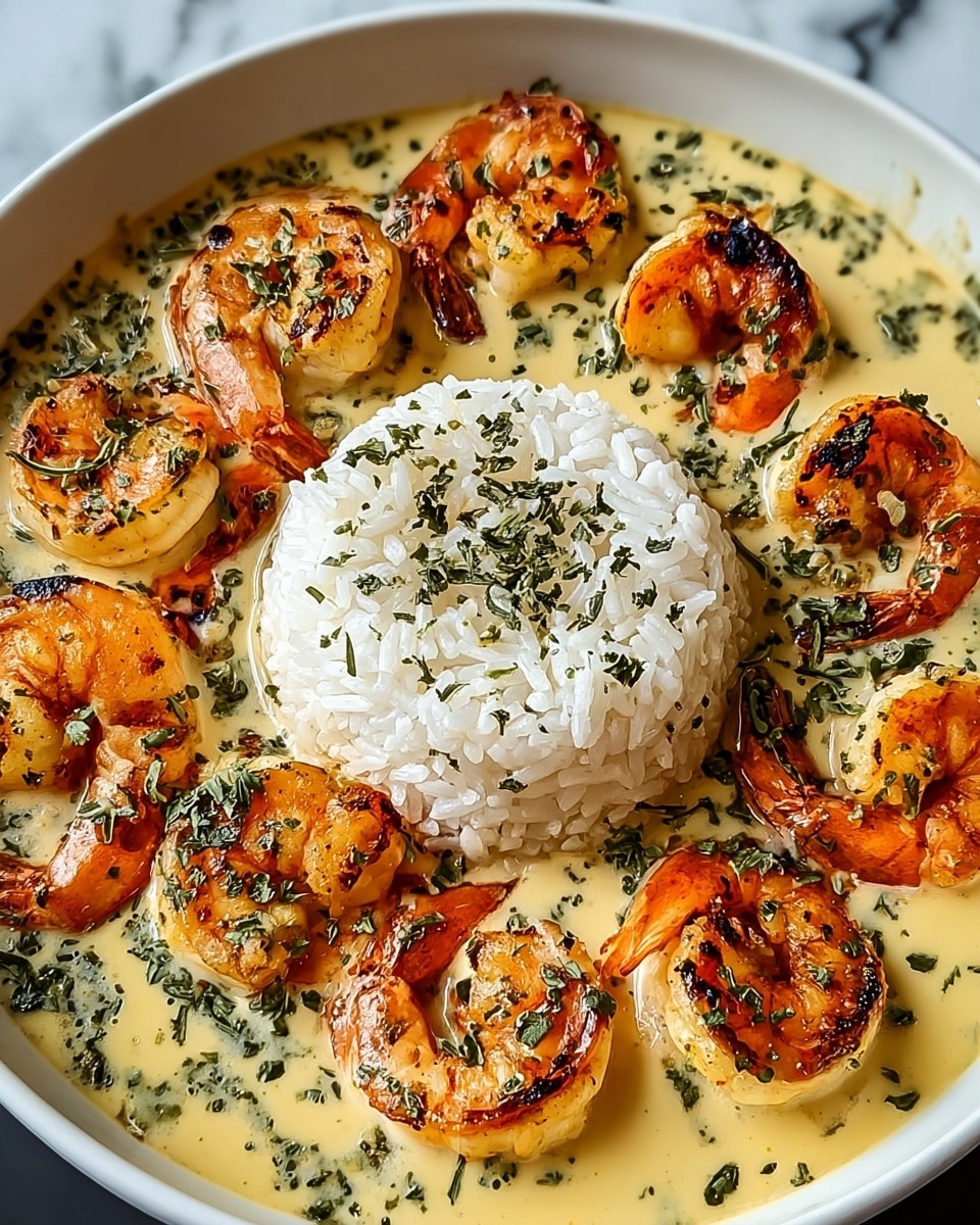 Creamy Garlic Butter Shrimp over Rice Recipe