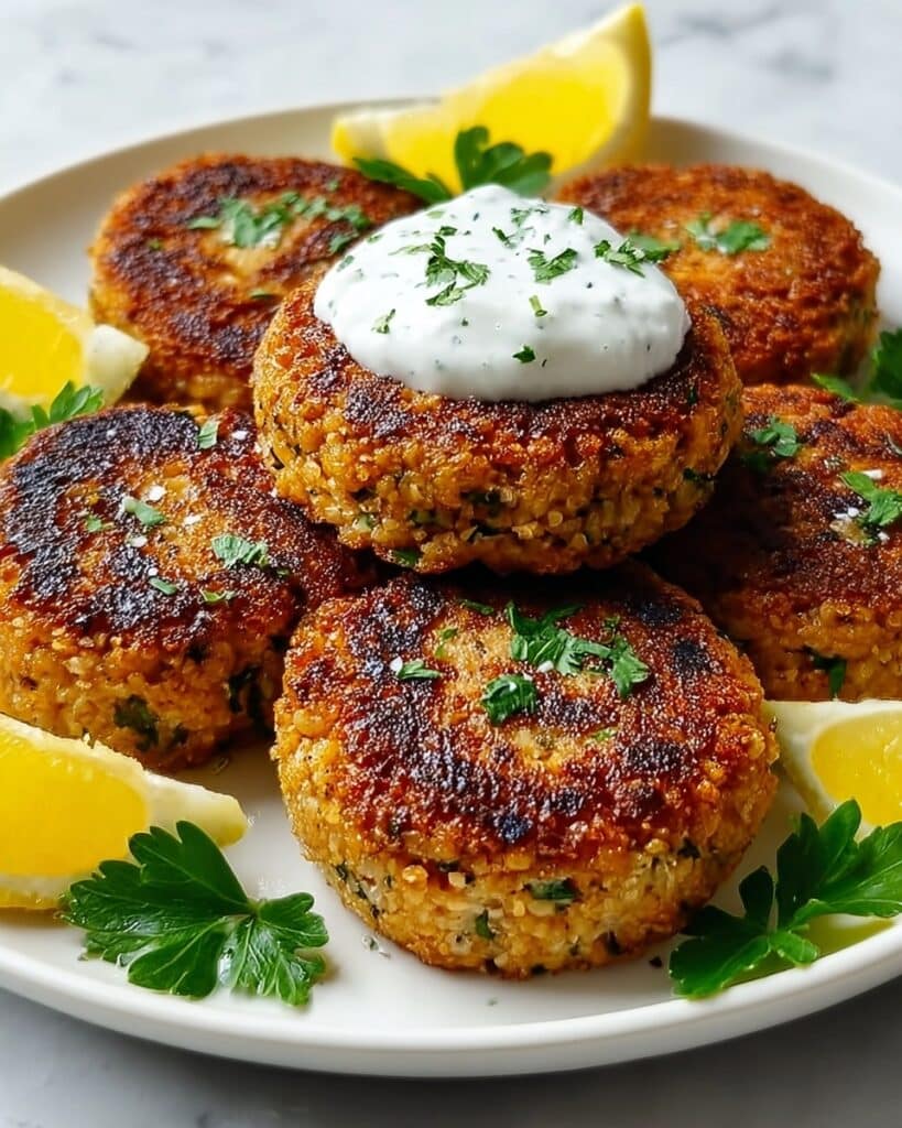 Best Mediterranean Lemon Chickpea Patties with Yogurt Sauce Recipe