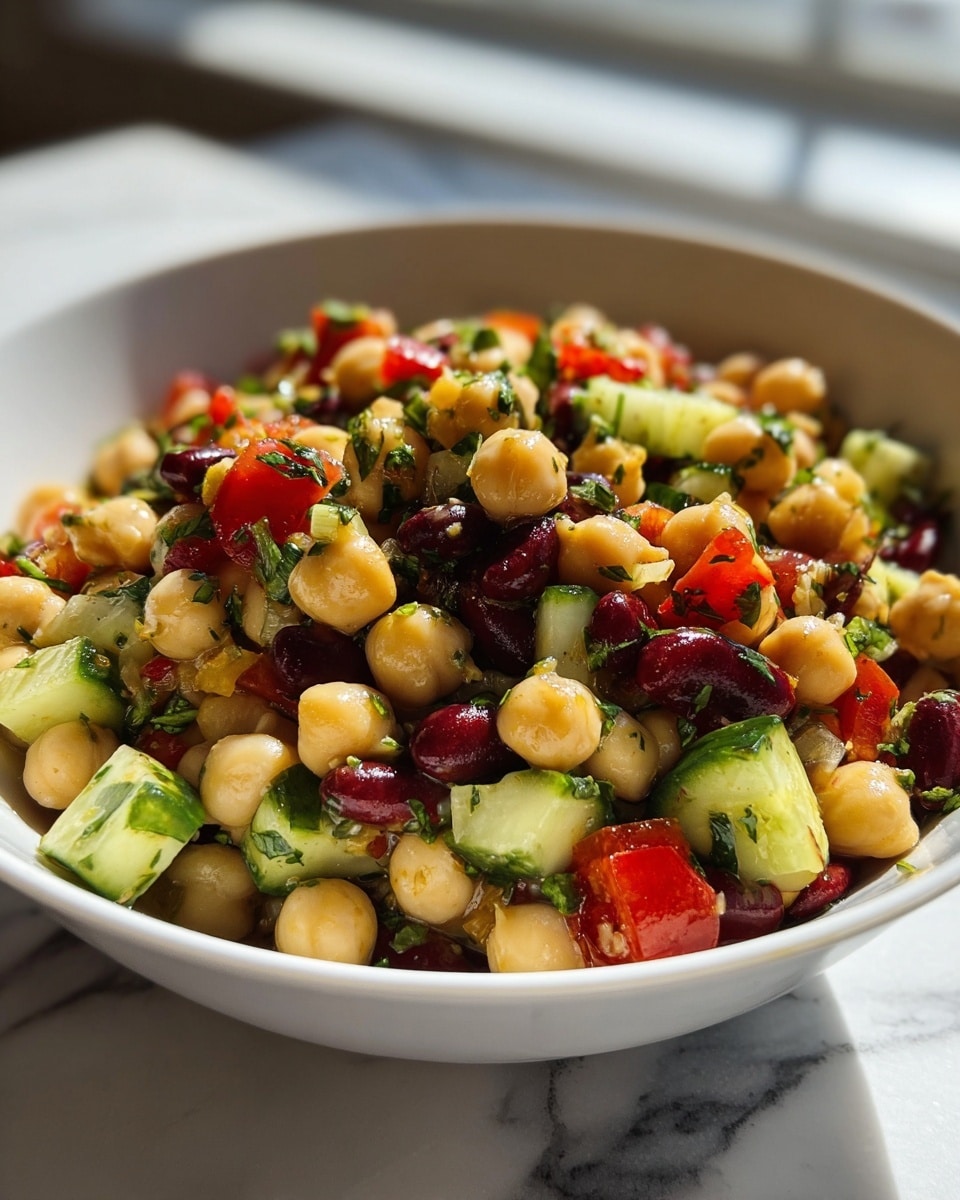 Easy Mediterranean Mixed Bean Salad (High Protein, Make Ahead) Recipe