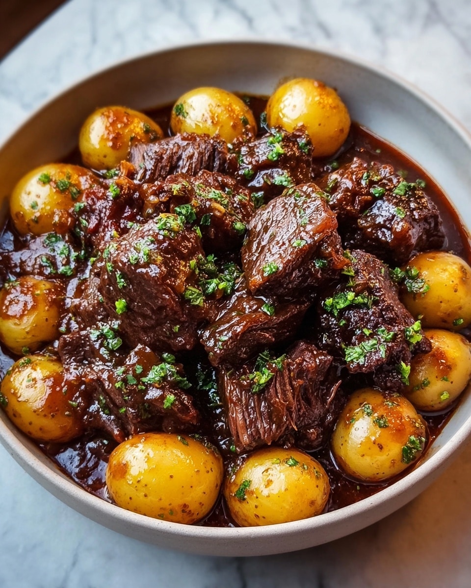 Slow Cooker Garlic Butter Beef with Potatoes Recipe