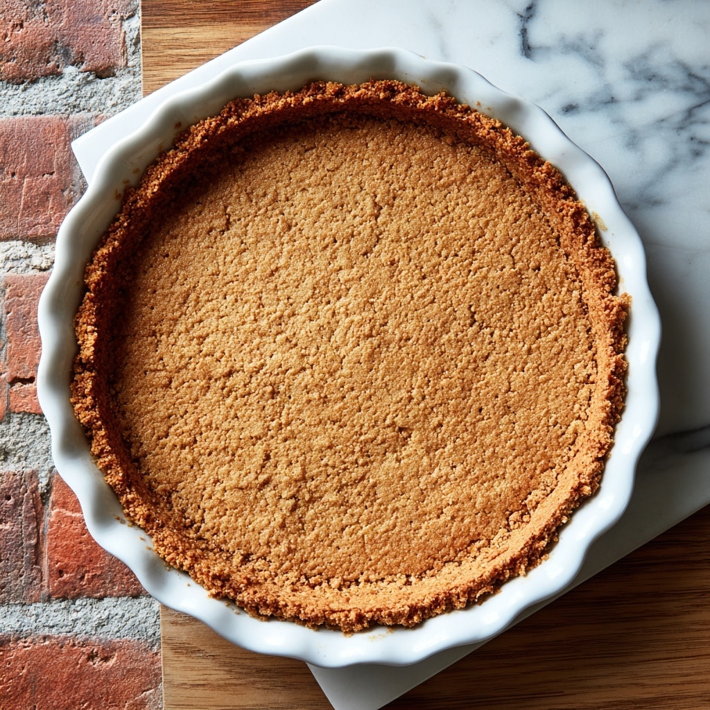 A close-up of a light beige pie crust in a white pie dish with scalloped edges, the crust is pressed evenly along the bottom and up the sides, showing a crumbly and slightly rough texture. The dish is placed on a wooden surface, with a blurred brick wall in the background. photo taken with an iphone --ar 4:5 --v 7